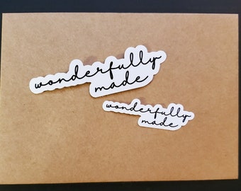 Wonderfully Made Christian Sticker | Bible Verse Sticker | Faith Sticker, Vinyl Sticker, Simple Sticker, Scripture Sticker