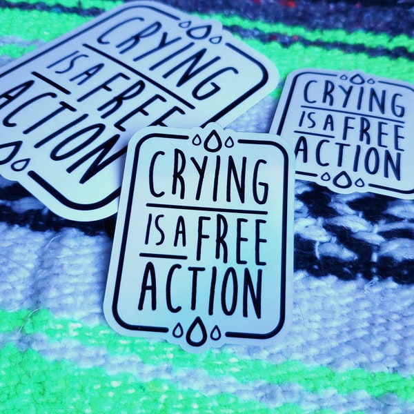 Crying is a Free Action Sticker | DnD Stickers, Dungeons & Dragons, Nerdy Laptop Sticker, Water Bottle Sticker