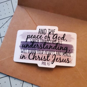 The Peace of God Sticker | Christian Bible Verse Sticker | Philippians 4:7 Sticker, Faith Sticker, Christian Sticker, Religious Sticker