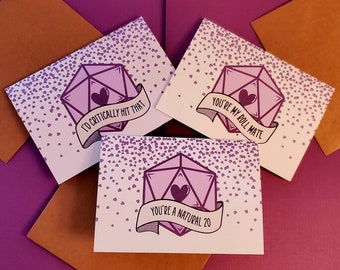 DnD Valentine's Greeting Cards | DnD Cards, Nerdy Gift, D20 Greeting Card, Funny Valentine's Card, Anniversary Card