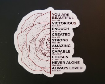 You Are "Rose" Bible Verse Sticker | Vinyl Christian Sticker | Faith Sticker, Rose Sticker, Religious Sticker