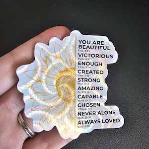 You Are... Vinyl Sticker | Christian Bible Verse Sunflower Sticker | Faith Sticker, Christian Sticker, Die Cut Sticker, Religious Sticker image 7