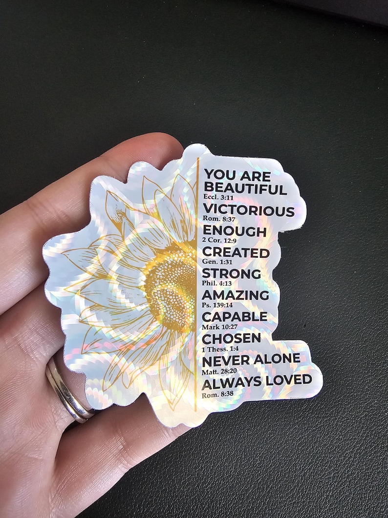 You Are... Vinyl Sticker | Christian Bible Verse Sunflower Sticker | Faith Sticker, Christian Sticker, Die Cut Sticker, Religious Sticker image 7