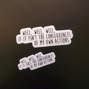 Consequences of My Own Actions Sticker Funny Sticker Water Bottle Sticker, Laptop Sticker, Vinyl Sticker image 3