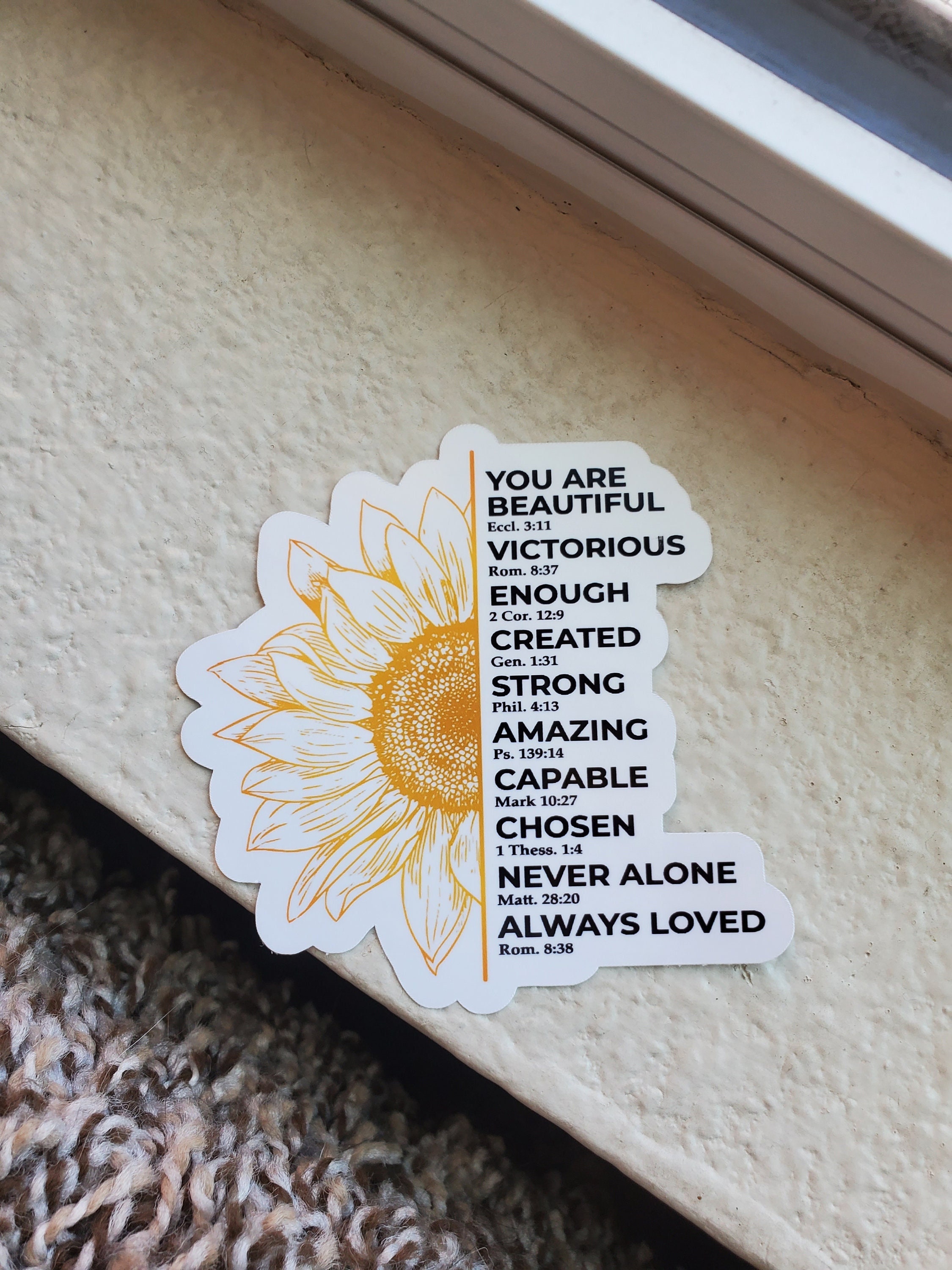 You Are... Vinyl Sticker | Christian Bible Verse Sunflower Sticker | …