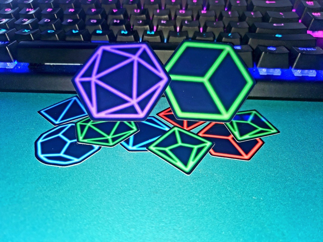 Neon Dice Stickers Dnd Stickers Dice Stickers Dungeons & Etsy