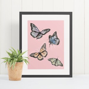 Watercolor Butterflies Wall Art, Digital Art, Digital Download, Y2K