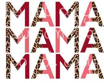 Mama, Mini, cheetah, Pink, Burgandy