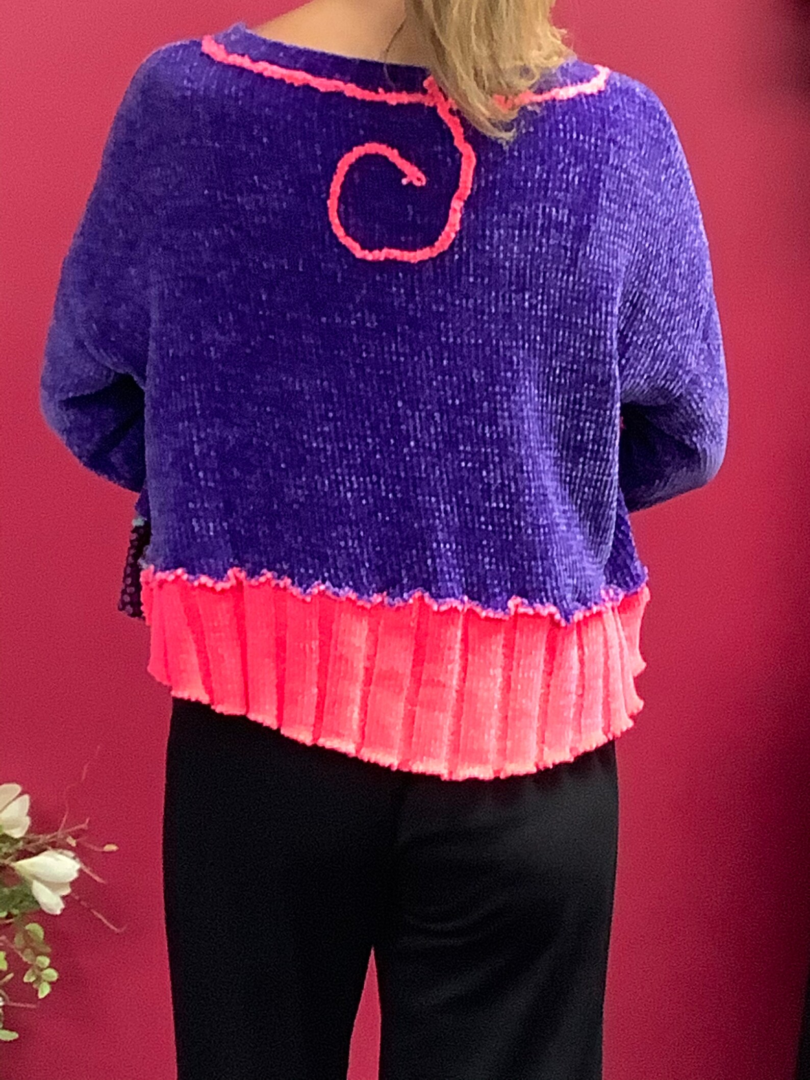 Purple knitted velour cropped sweater Etsy