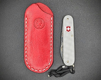The Alpine - Handmade Leather Pocket Knife Slip for small folding knife: Swiss Army Knife Cadet SAK, Case Texas Toothpick