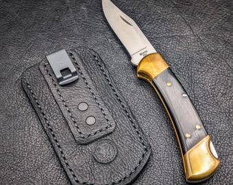 Leather Pocket Knife Sheath/slip With Heavy Duty Deep Carry Clip