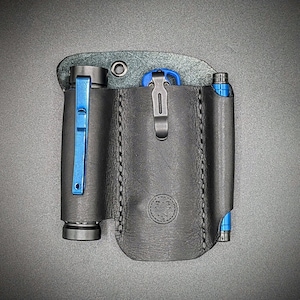 Cartera de bolsillo de cuero EDC Pocket-Check XL, organizador de bolsillo, organizador EDC para navajas plegables grandes y bolígrafos