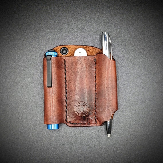 EDC Leather Pocket for Pen Folding Knife Etsy