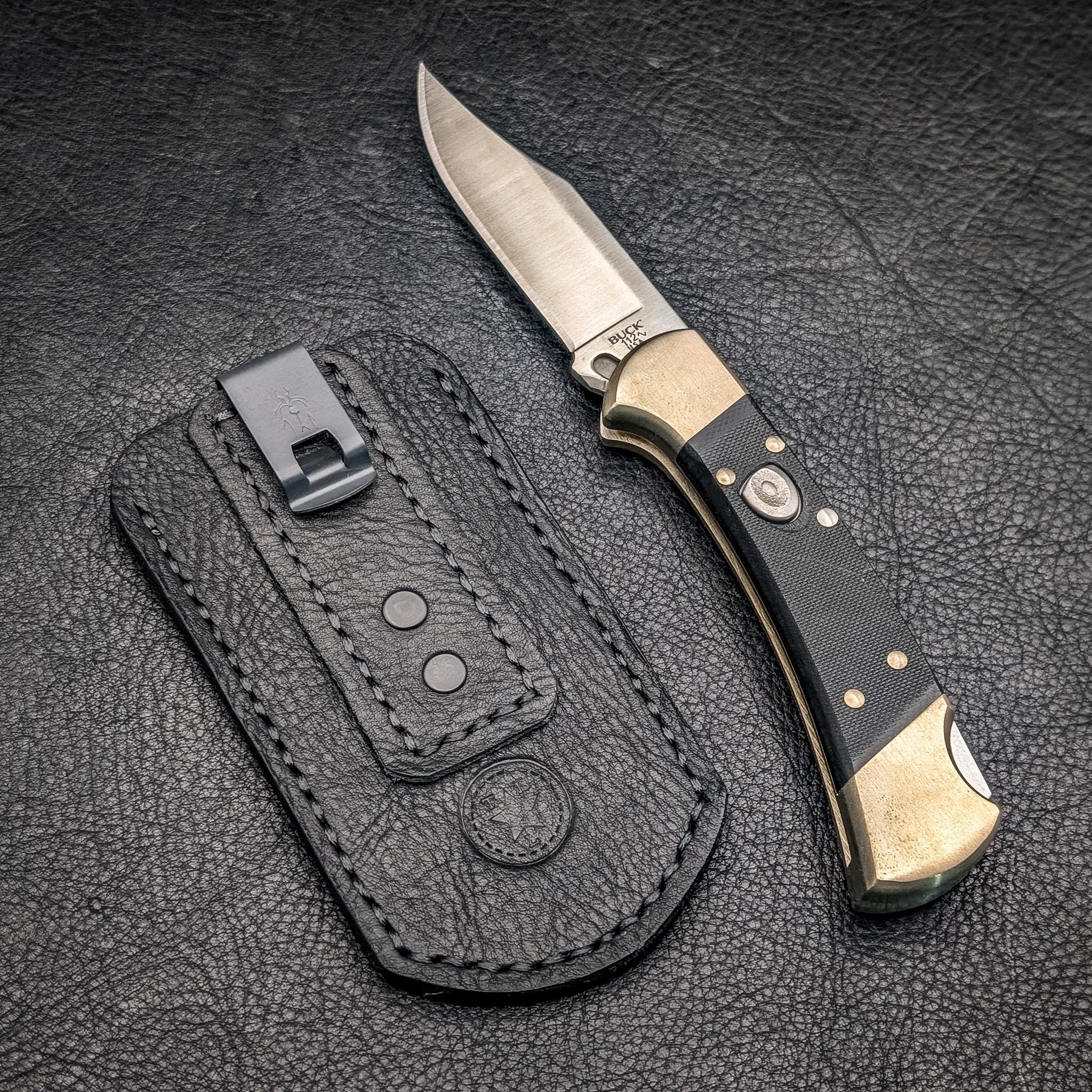 Leather Pocket Knife Sheath/slip With Heavy Duty Deep Carry Clip