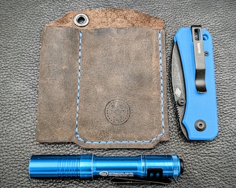 50 State Friendly - EDC leather pocket organizer - flashlight | pliers | Small folding knife | Swiss Army Knife