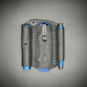 The Pocket-Check: billetera/organizador de bolsillo de cuero EDC/organizador de bolsillo para linterna, navaja plegable y/o bolígrafo