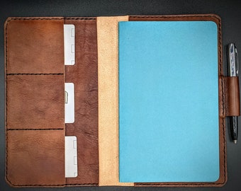 Handmade Leather Moleskine Journal Cover | Large Journal Cover with pen loop for Moleskine or similar | internal card holder/pockets