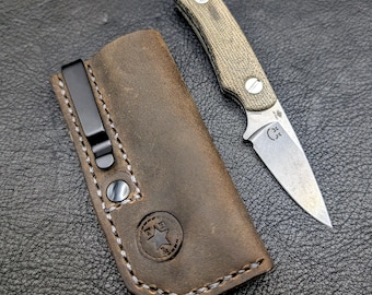 Brazos - Leather Knife Sheath: Deep Carry Clip Slip for Knafs Little Lulu Fixed Blade