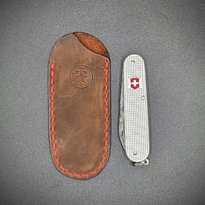 Handmade Leather Pocket Knife Slip: Swiss Army Knife SAK, Case Texas