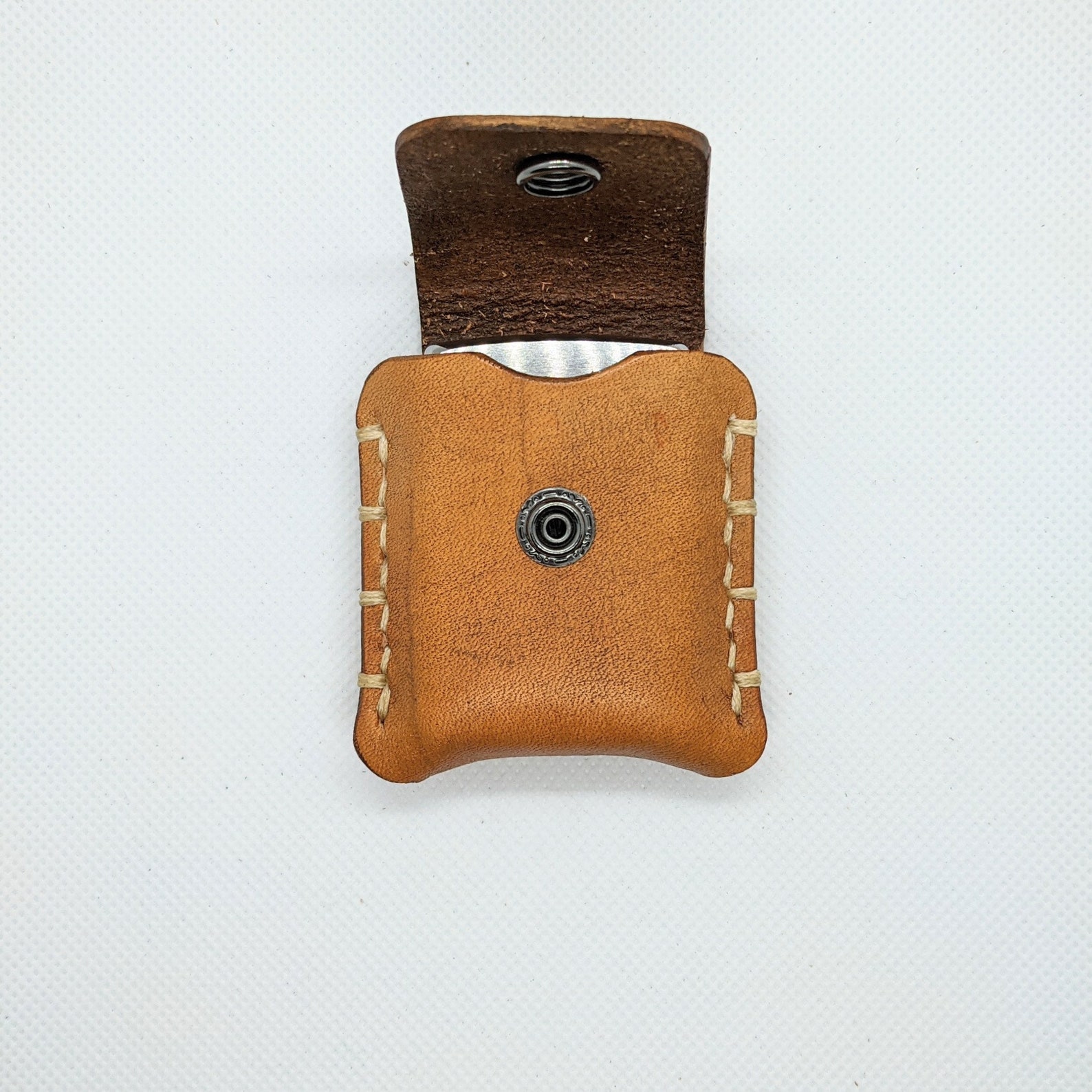 Handmade leather zippo case with snap closure Etsy