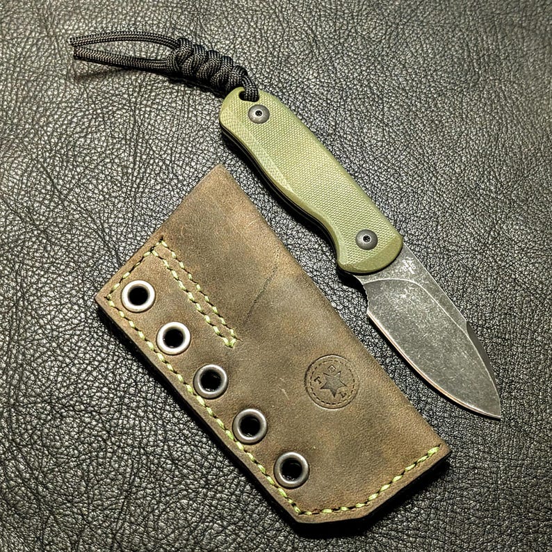 Leather Knife Sheath: Customizable Clip Carry System for ESEE Izula and Kizer Dropbear Fixed Blades image 18