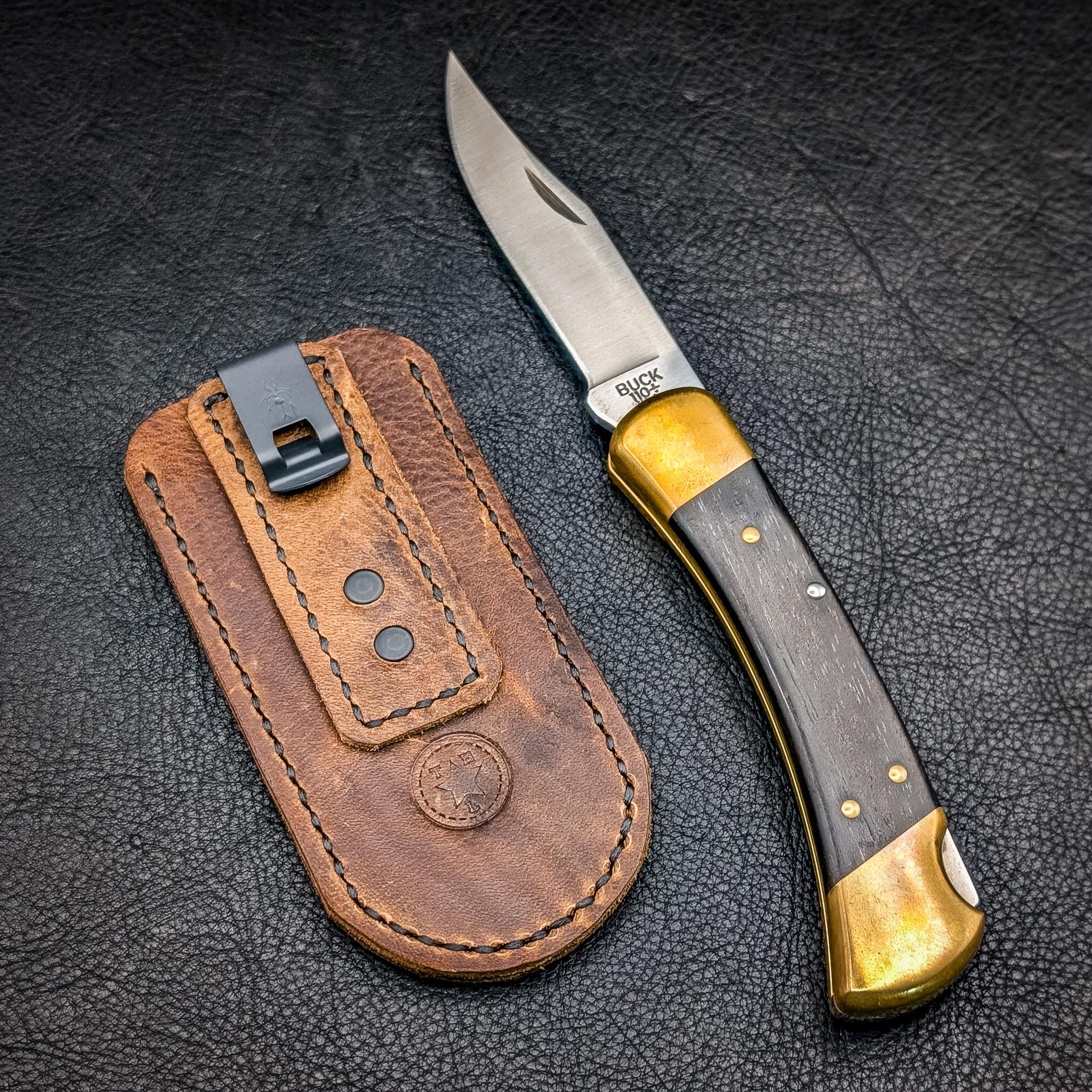 Leather Pocket Knife Sheath/slip With Heavy Duty Deep Carry Clip