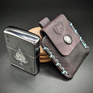 The Grunt - Handmade leather case for flip up butane lighter with snap closure| Keychain Loop