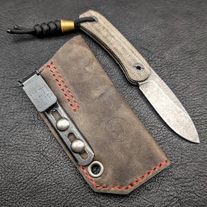 Leather Knife Sheath: Customizable Clip Carry System for Knafs Lander 4 Fixed Blade image 7