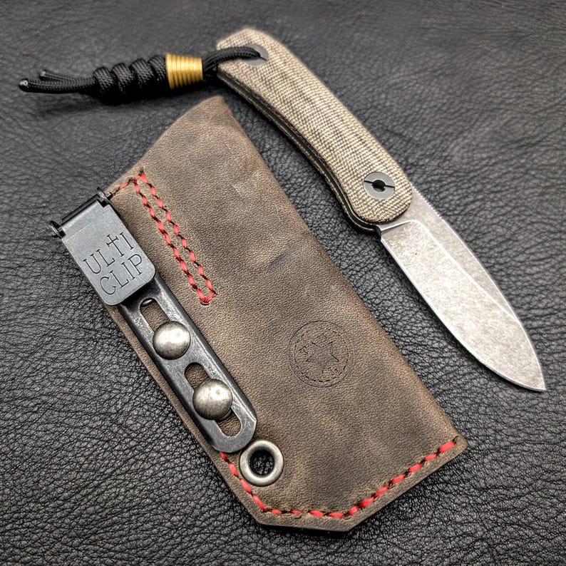 Leather Knife Sheath: Customizable Clip Carry System for Knafs Lander 4 Fixed Blade image 7