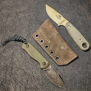 Leather Knife Sheath: Customizable Clip Carry System for ESEE Izula and Kizer Dropbear Fixed Blades image 3