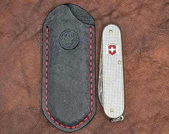 The Alpine - Handmade Leather Pocket Knife Slip for small folding knife: Swiss Army Knife Cadet SAK, Case Texas Toothpick