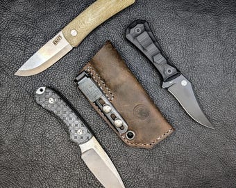 Rio Grande - Customizable Clip Carry Knife Sheath for Knafs Lulu, Aux Manufacturing Deadhead, Bradford Guardian 3 Fixed Blades