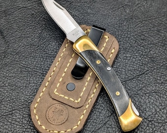 Leather Pocket Knife Slip: Deep Carry for Swiss Army Cadet, Buck 55, or other small folder