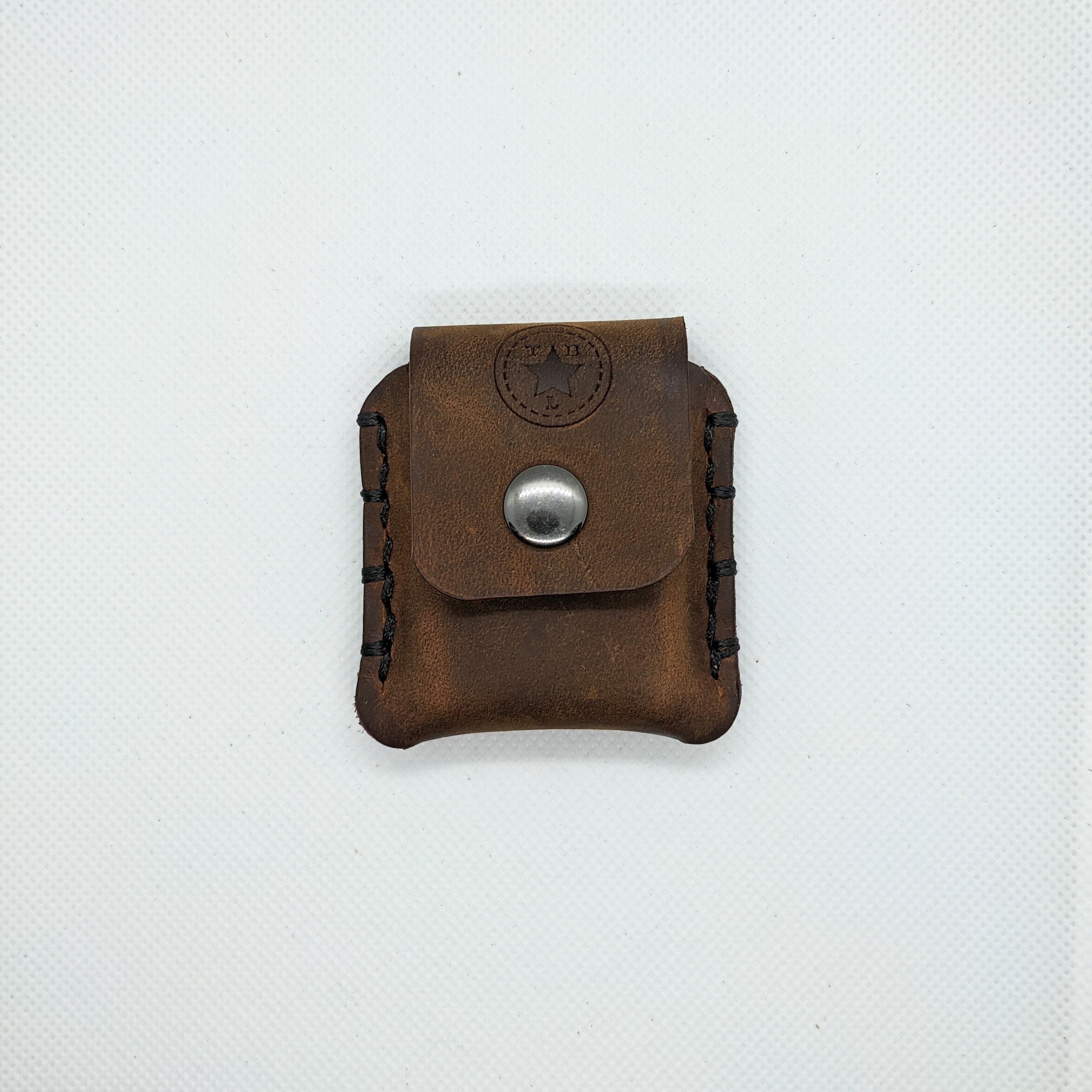 Handmade leather zippo case with snap closure Etsy