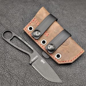Leather Knife Sheath: Customizable Clip Carry System for ESEE Izula and Kizer Dropbear Fixed Blades image 5