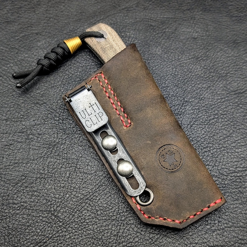 Leather Knife Sheath: Customizable Clip Carry System for Knafs Lander 4 Fixed Blade image 4