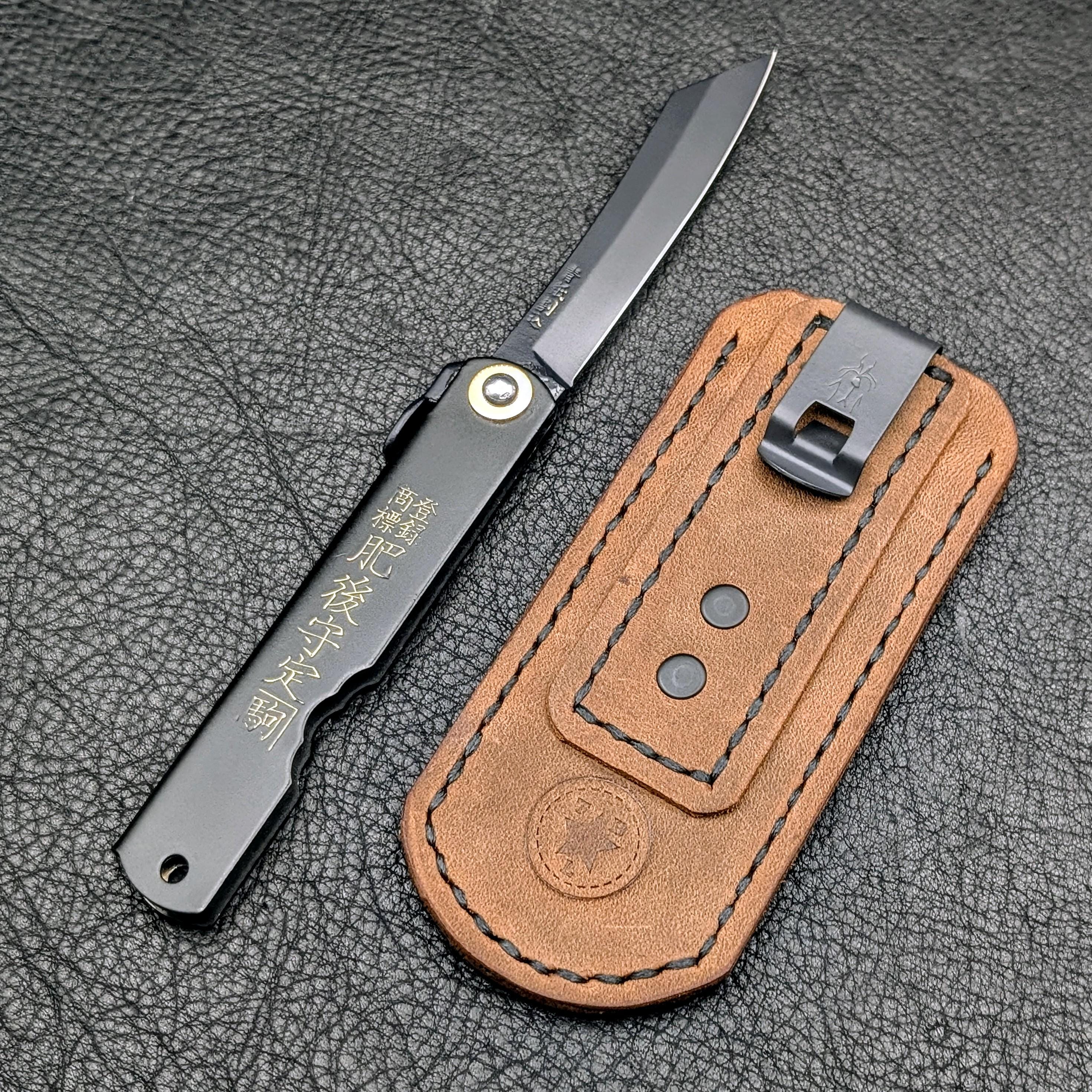 Leather Pocket Knife Sheath/slip With Heavy Duty Deep Carry Clip
