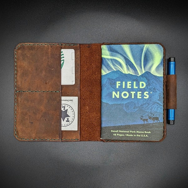 Handmade Leather Field Notes/Passport Notebook| Field Notes Memo Book Cover with pen loop | internal card holder/pocket