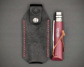 Leather Knife Belt Sheath for Opinel No. 7/8 knives with Snap Closure