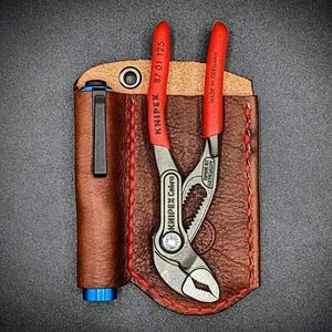 EDC leather pocket organizer - Belt Clip Edition | for multi-tool or large pocket knife, flashlight, pen