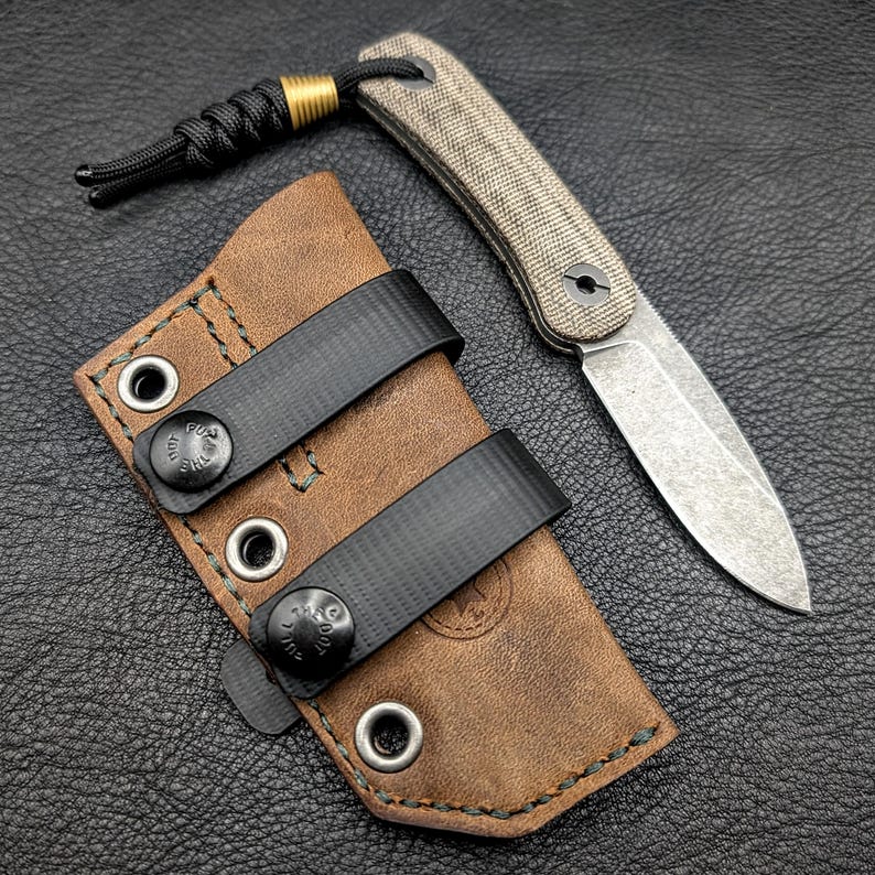 Leather Knife Sheath: Customizable Clip Carry System for Knafs Lander 4 Fixed Blade image 9