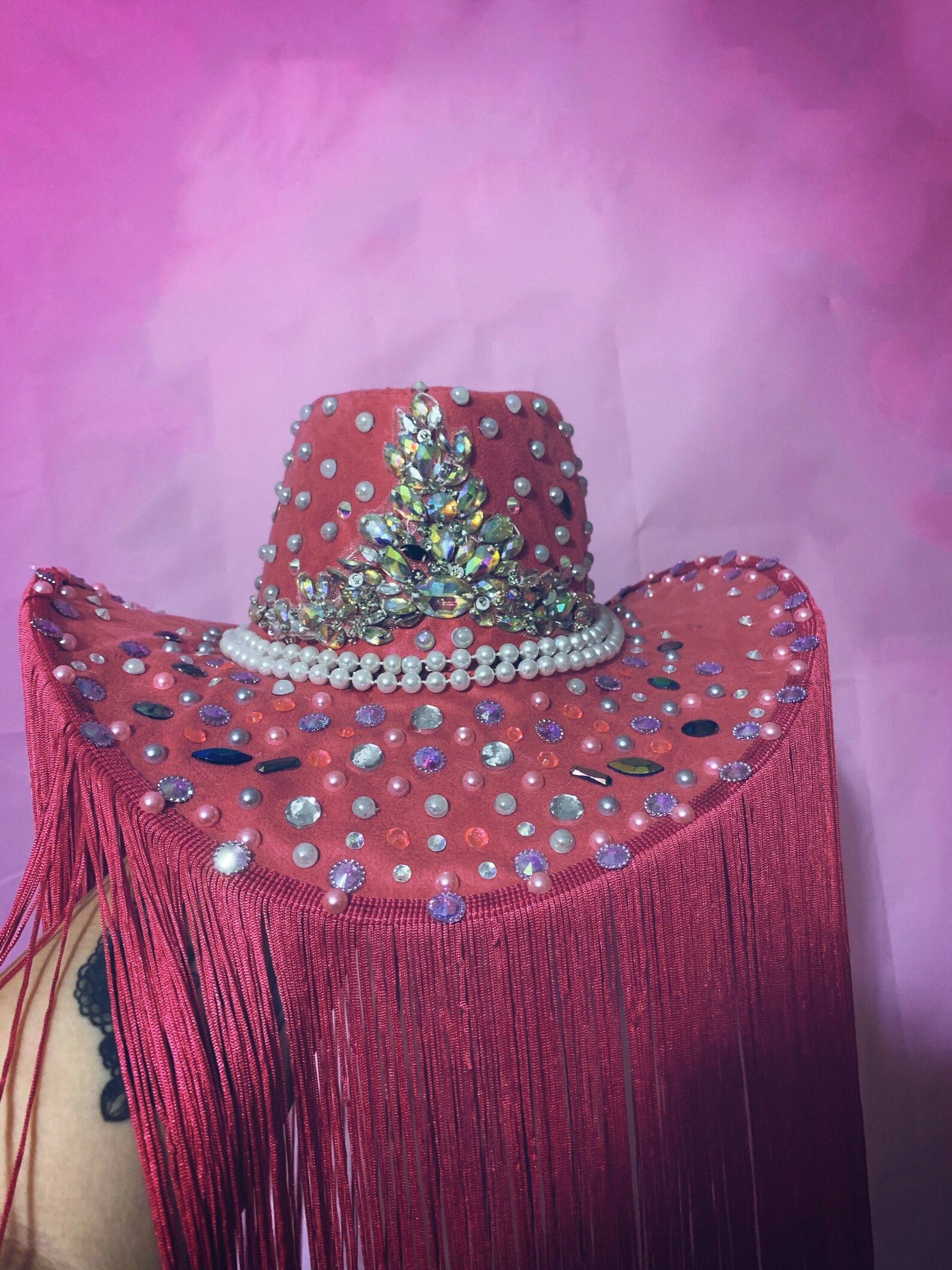 cowboy hat rhinestone fringe