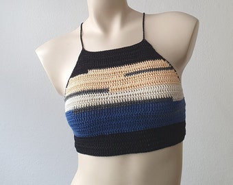 Häkeltop Häkel Top Crop Trend bunt Boho Hippie Bikini Bralette