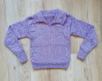 Mädchen Strickpullover Pulli Polover lila rosa handgemacht