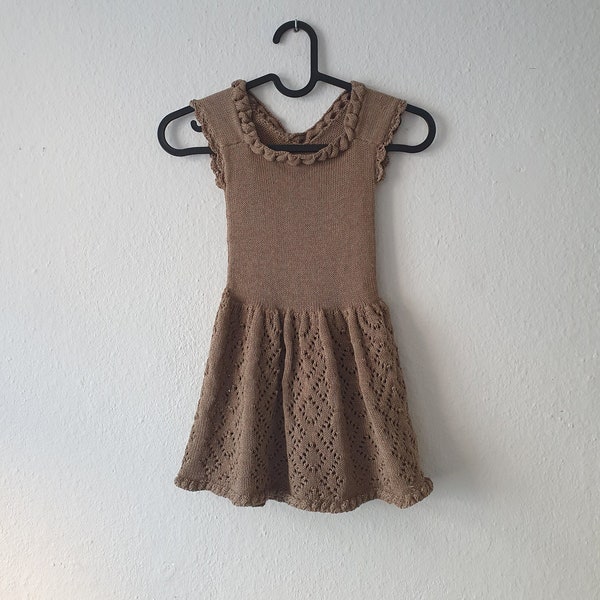 Strickkleid Kleid Mädchenkleid Kinderkleid Babykleid braun Boho Bohemian Hippie gestrickt handgemacht