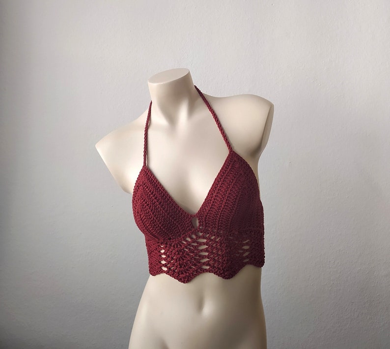 Häkeltop Häkel Top Spitze Boho Hippie 70er Bralette Bikini Baumwolle Bild 5