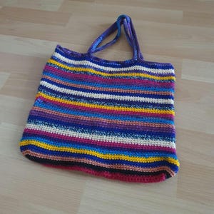 Striped Colorful Crochet Bag Handbag Tote Bag Pouch