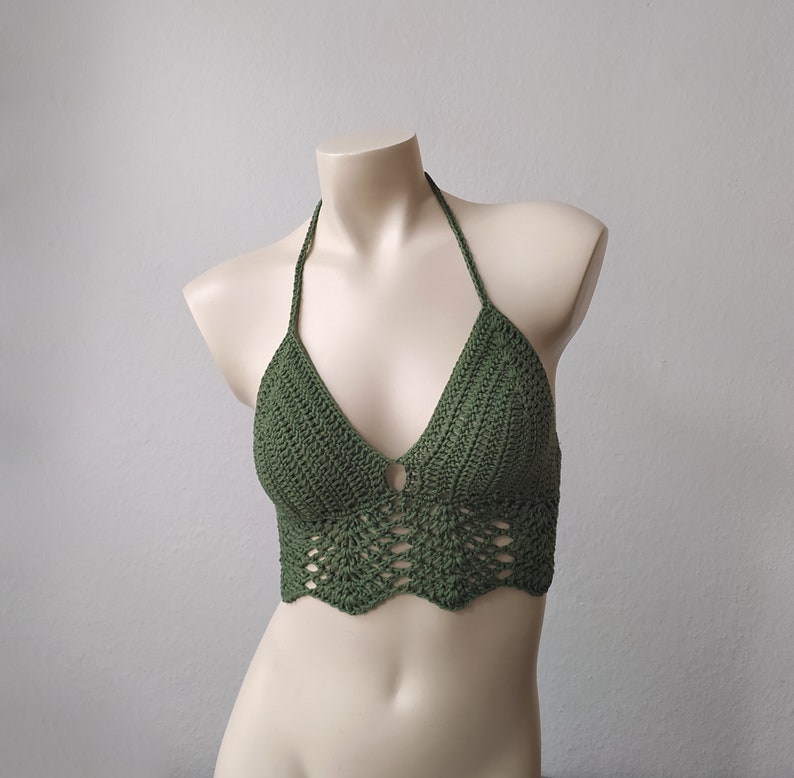 Häkeltop Häkel Top Spitze Boho Hippie 70er Bralette Bikini Baumwolle Bild 6