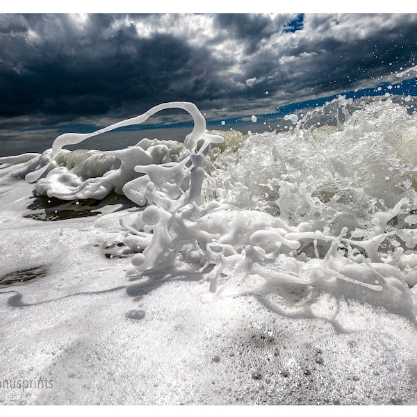 Stormy Sea Photography Print - Ocean Print - Nautical Print - Sea Poster - Sea Foam - Ocean Wall Art