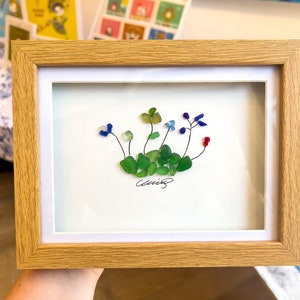 Sea Glass Flower - Sea Glass Picture - Ingelijst uniek handgemaakt - Sea Glass Art